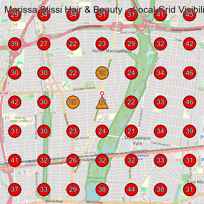 Marissa Stissi Hair & Beauty GeoGrid visibility map for Hair Salon in Seaford